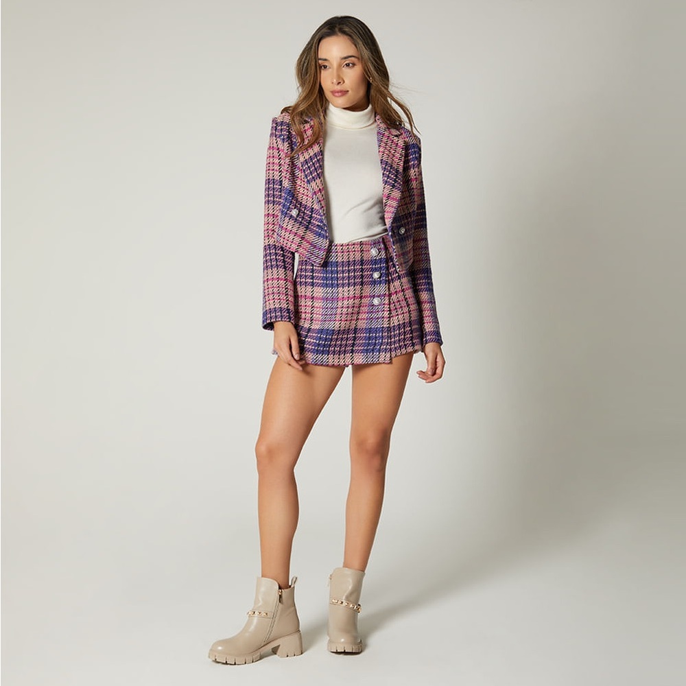 Chic Plaid Mini Skirt in Pink and Purple